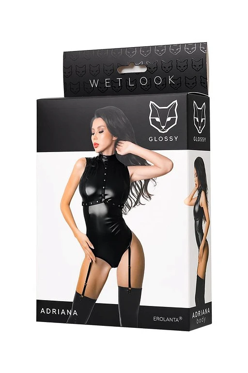 Body wetlook Adriana – czarne, połyskujące, S — zdjęcie 5