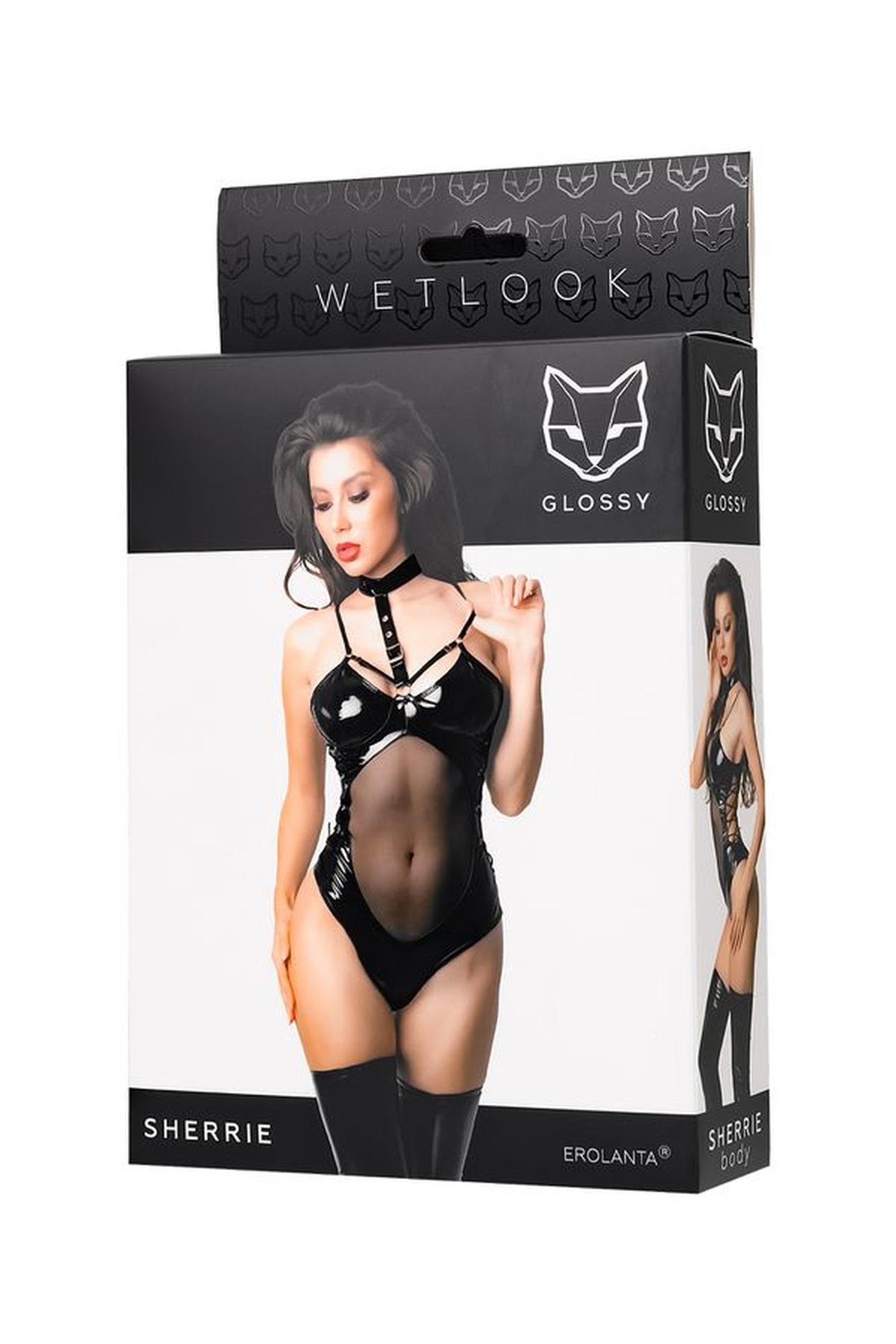 Body – czarne, wetlook, wiązane boki, L — zdjęcie 5