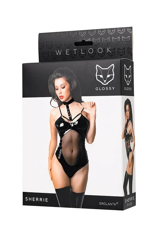 Body – czarne, wetlook, wiązane boki, L — zdjęcie 5
