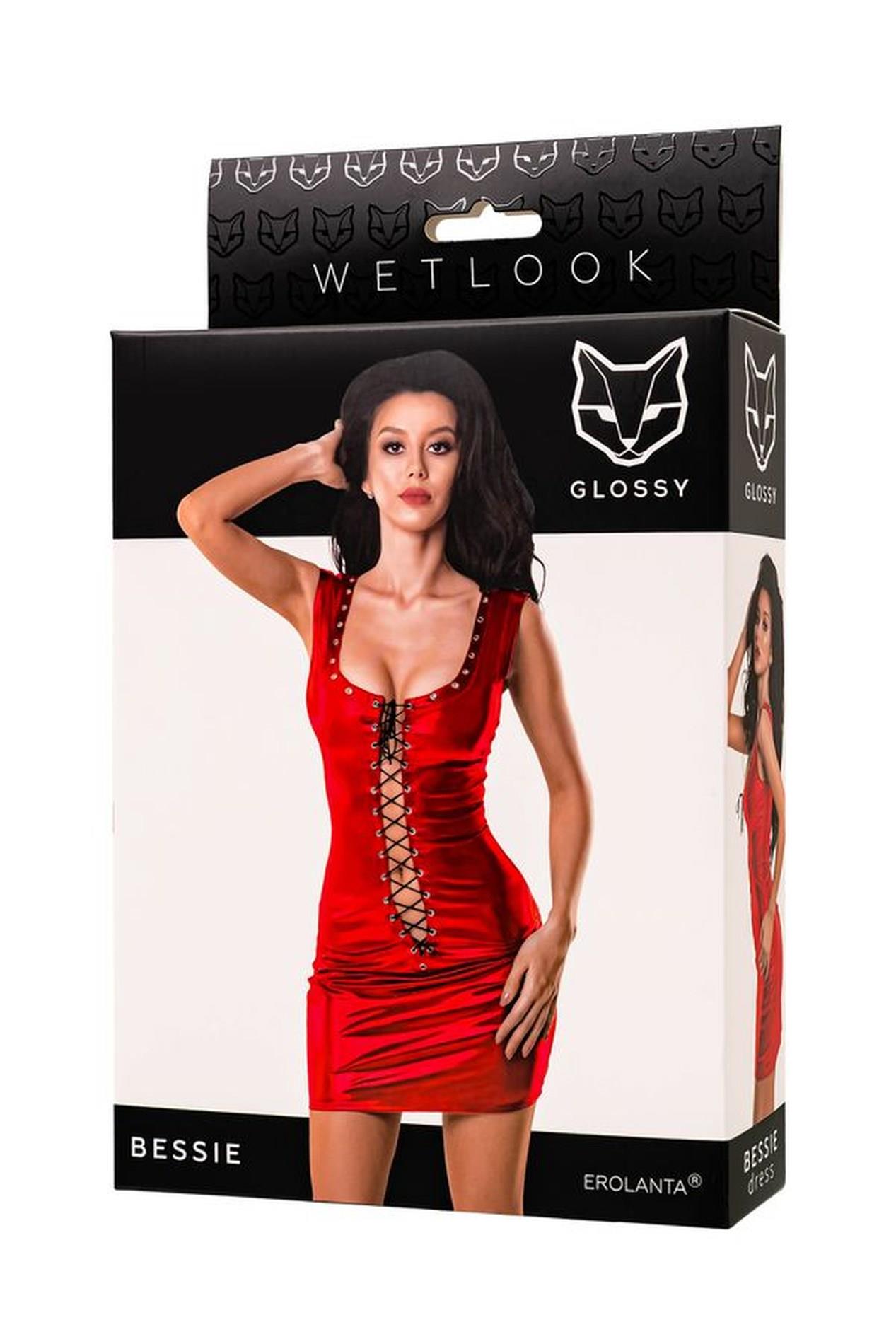 Sukienka Bessie – czerwona, wetlook, M — zdjęcie 7