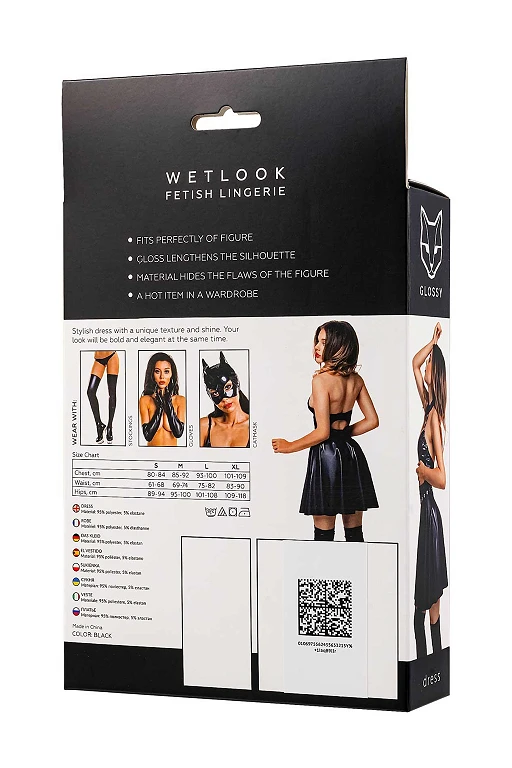 Sukienka Marisa – wetlook, czarna, XL — zdjęcie 5