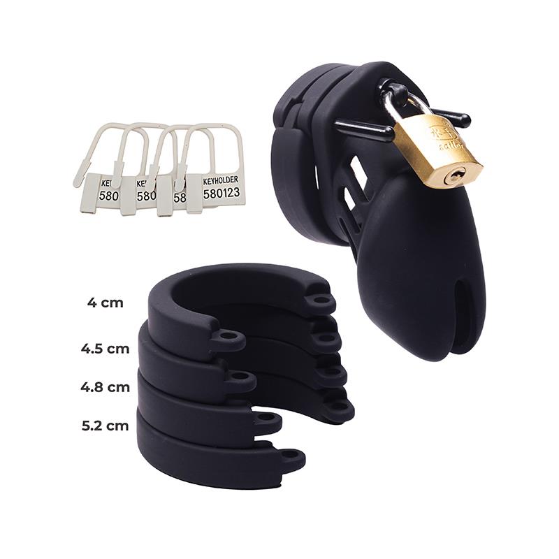 Klatka na penisa Silicone Cock Cage – silikon, 4 pierścienie — zdjęcie 2