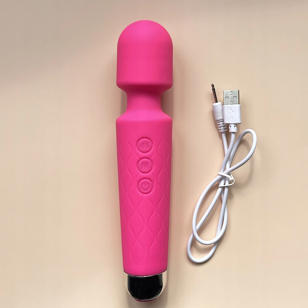 Wibrator Magic Wand Damski Mikrofon Masażer Łechtaczki 20 Trybów USB Mocny – Różowy