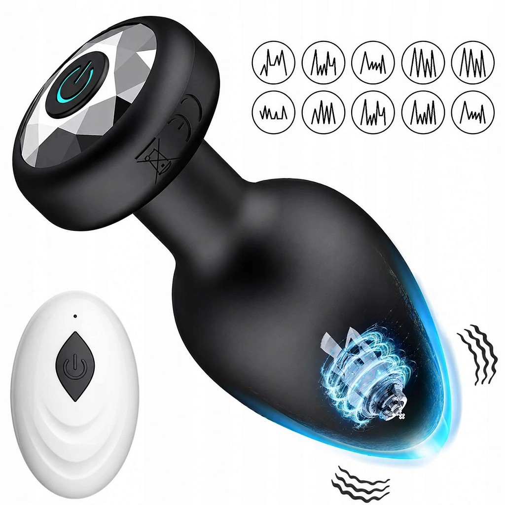 Korek Analny Wibrujący Maly z Pilotem Anal Plug 10 Trybów 9 cm x 3,5 cm