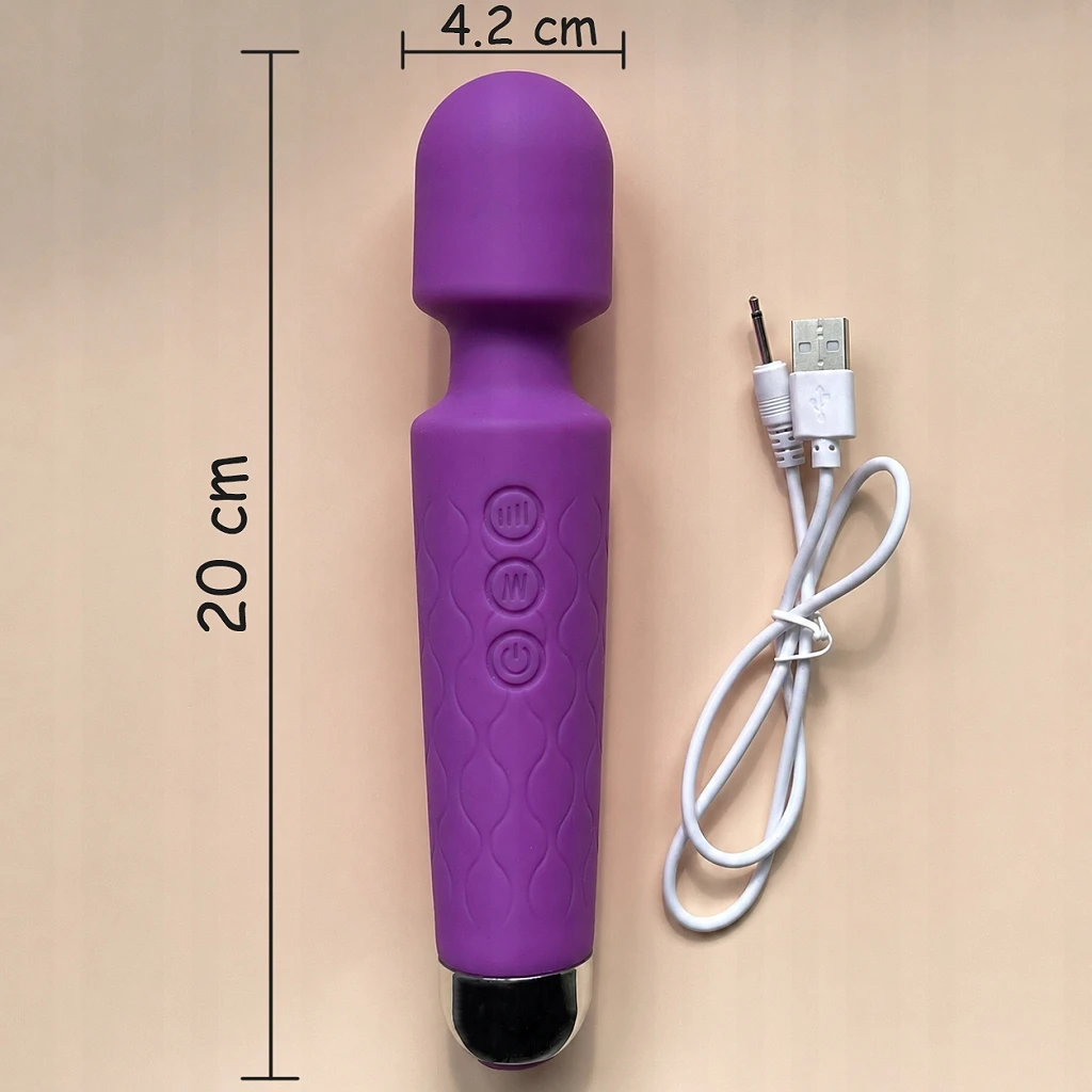 Wibrator Magic Wand Damski Mikrofon Masażer Łechtaczki 20 Trybów USB Mocny – Fioletowy