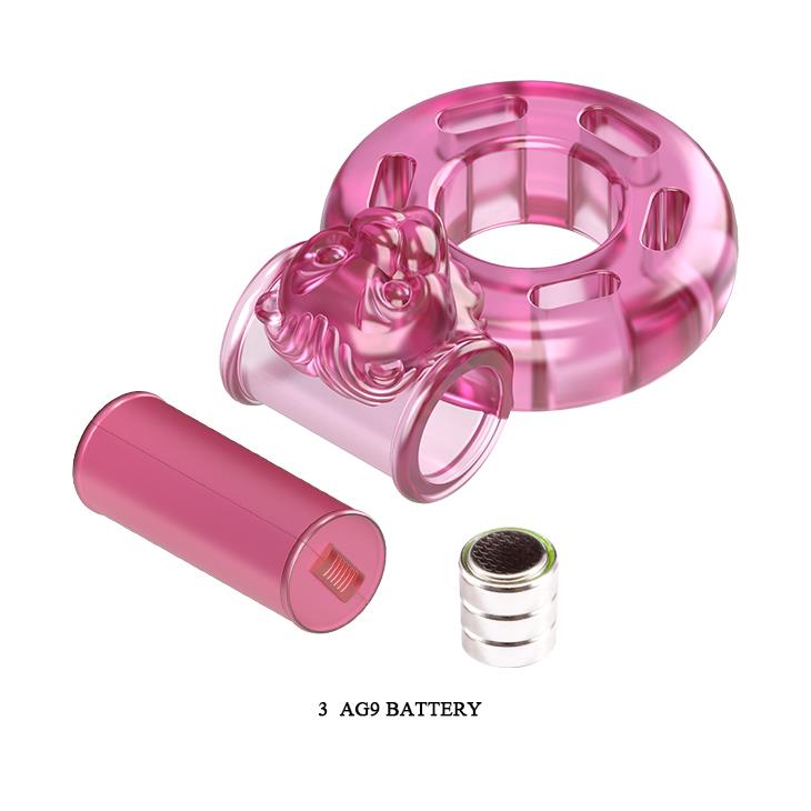 Pierścień erekcyjny Cockring VIBRATOR - TPR różowy — zdjęcie 5