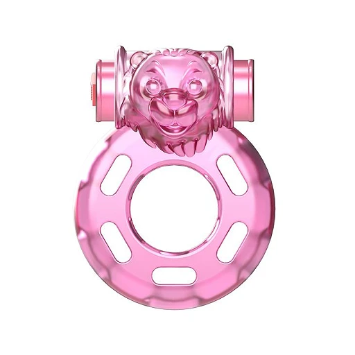 Pierścień erekcyjny wibracyjny Bear Pink - silikon