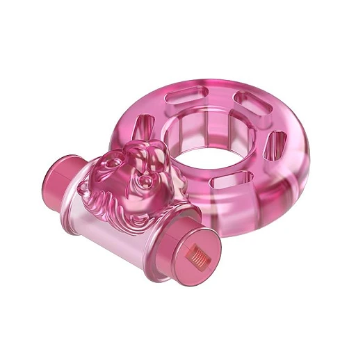 Pierścień erekcyjny wibracyjny Bear Pink - silikon — zdjęcie 3