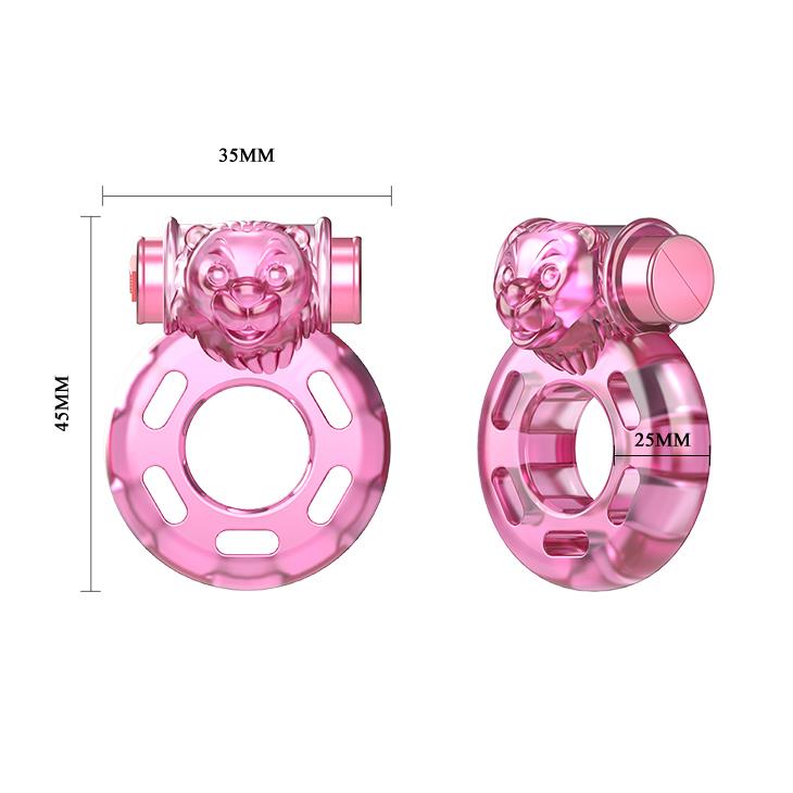 Pierścień erekcyjny wibracyjny Bear Pink - silikon — zdjęcie 4