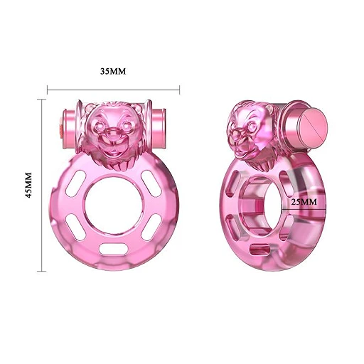 Pierścień erekcyjny wibracyjny Bear Pink - silikon — zdjęcie 4