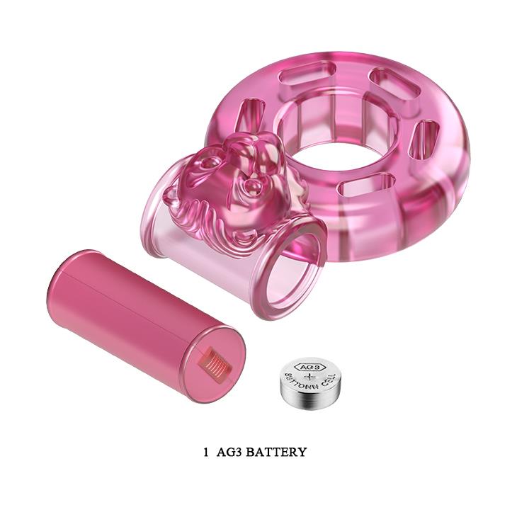 Pierścień erekcyjny wibracyjny Bear Pink - silikon — zdjęcie 5
