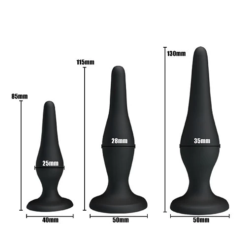 Korek analny Mini Anal Kit - silikon, zestaw 3 — zdjęcie 7