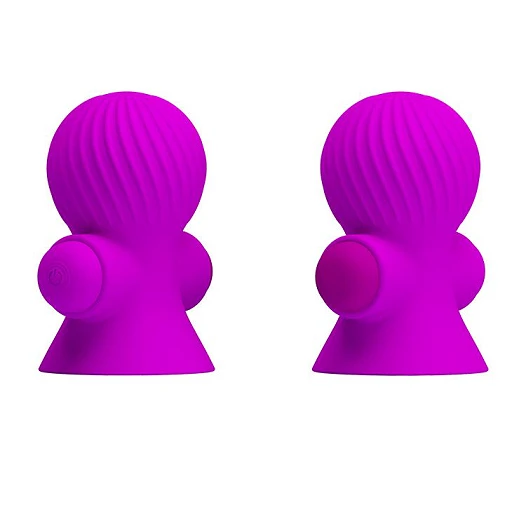 Wibrujące przyssawki na sutki Pretty Love – 12 trybów, purpurowe