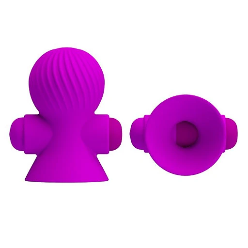 Wibrujące przyssawki na sutki Pretty Love – 12 trybów, purpurowe — zdjęcie 3