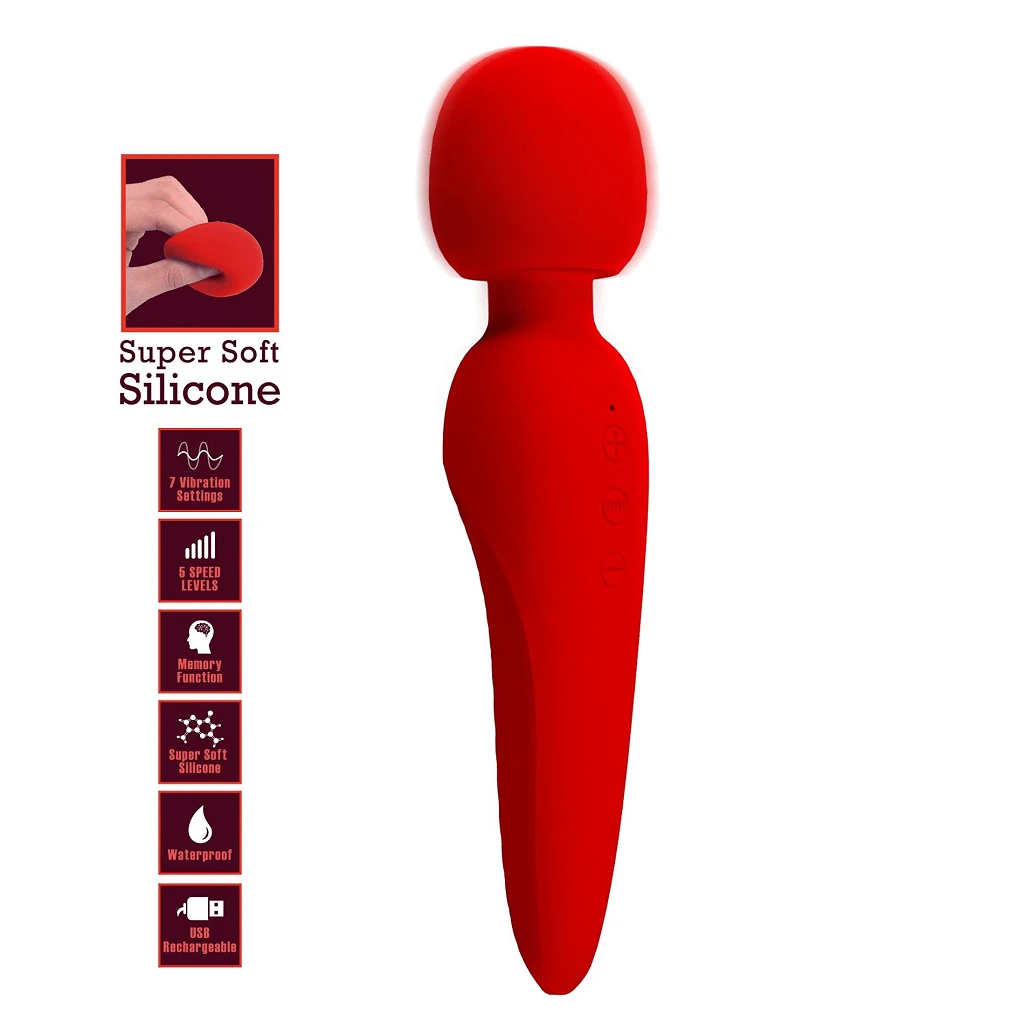 Masażer Meredith Red – silikonowy, wodoodporny, 7 trybów — zdjęcie 2