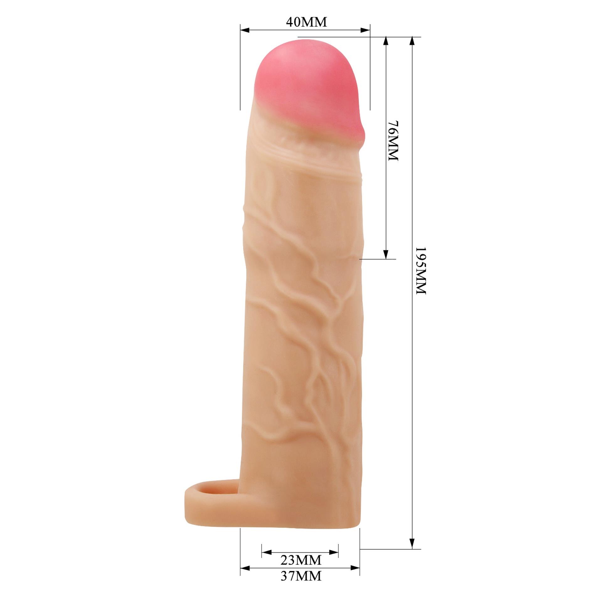 Nakładka na penisa Pretty Love Gerd – 7,6 cm dłużej, pętla na jądra — zdjęcie 9