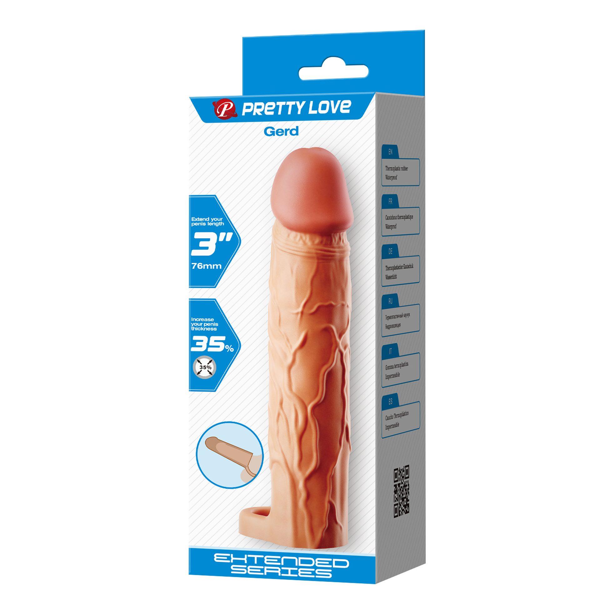 Nakładka na penisa Pretty Love Gerd – 7,6 cm dłużej, pętla na jądra — zdjęcie 10