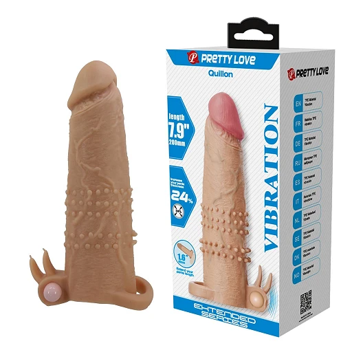 Nakładka na penisa Pretty Love Quillon – wibrująca, 20 cm — zdjęcie 6