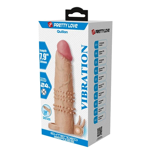 Nakładka na penisa Pretty Love Quillon – wibrująca, 20 cm — zdjęcie 9