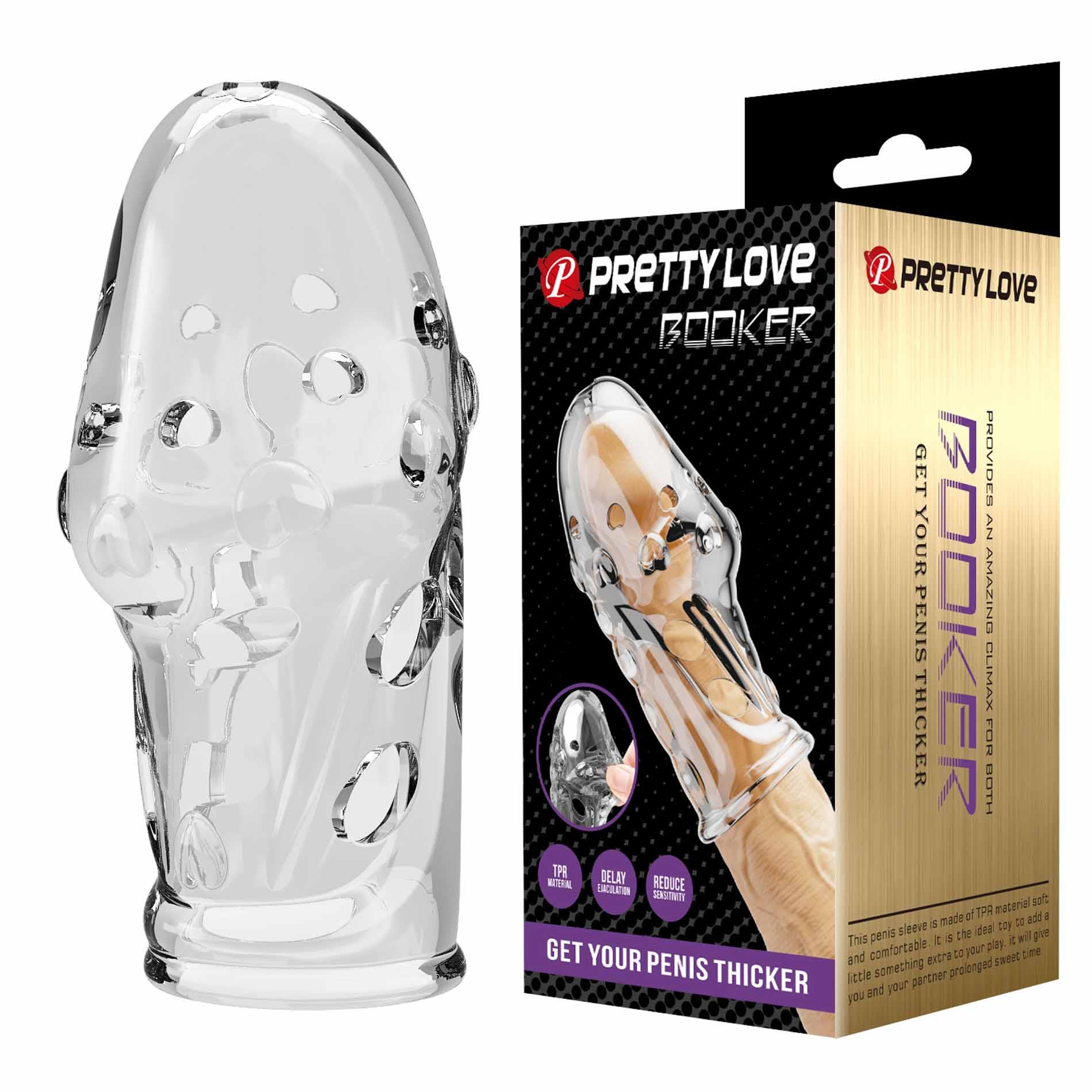 Nakładka na penisa Pretty Love Booker – przezroczysta, TPR, 8 cm — zdjęcie 6