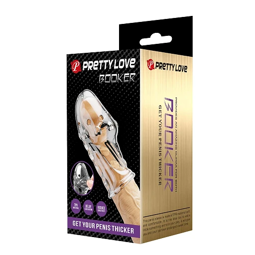Nakładka na penisa Pretty Love Booker – przezroczysta, TPR, 8 cm — zdjęcie 9