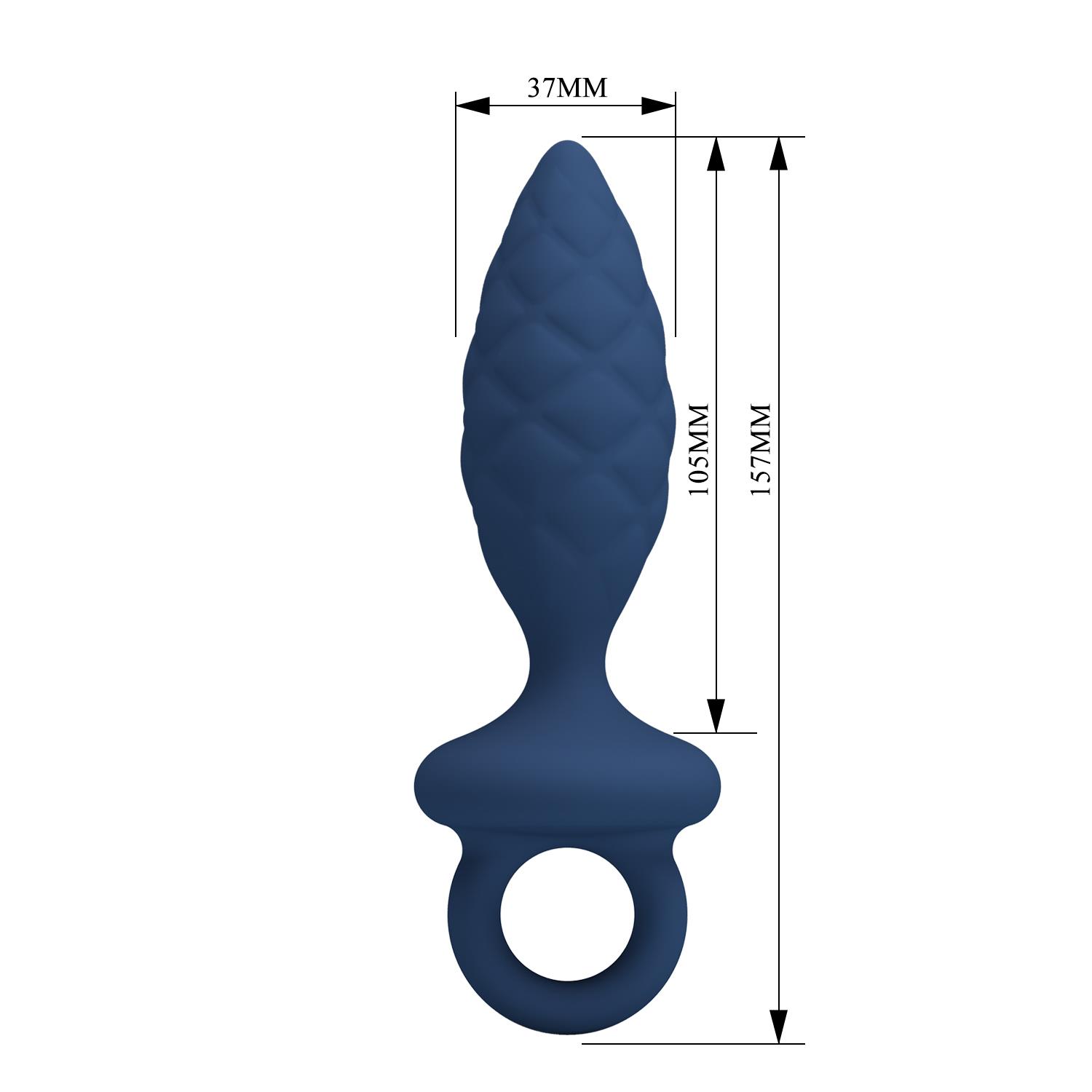 Korek analny z pętlą L – granatowy silikon, 15,7 cm — zdjęcie 7