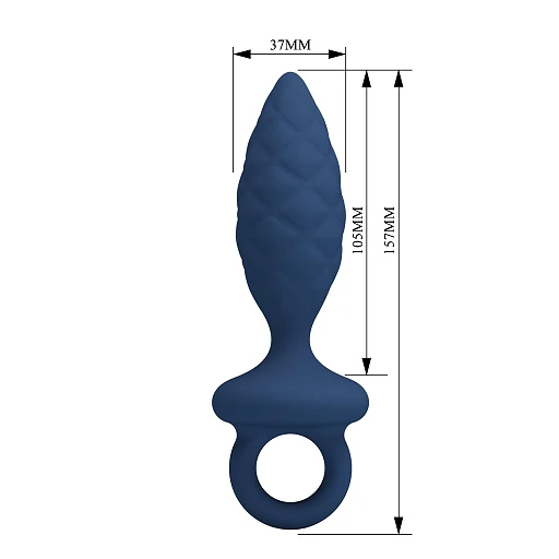 Korek analny z pętlą L – granatowy silikon, 15,7 cm — zdjęcie 7