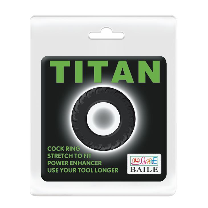 Pierścień erekcyjny Titan – czarny silikon, wzór bieżnika — zdjęcie 5