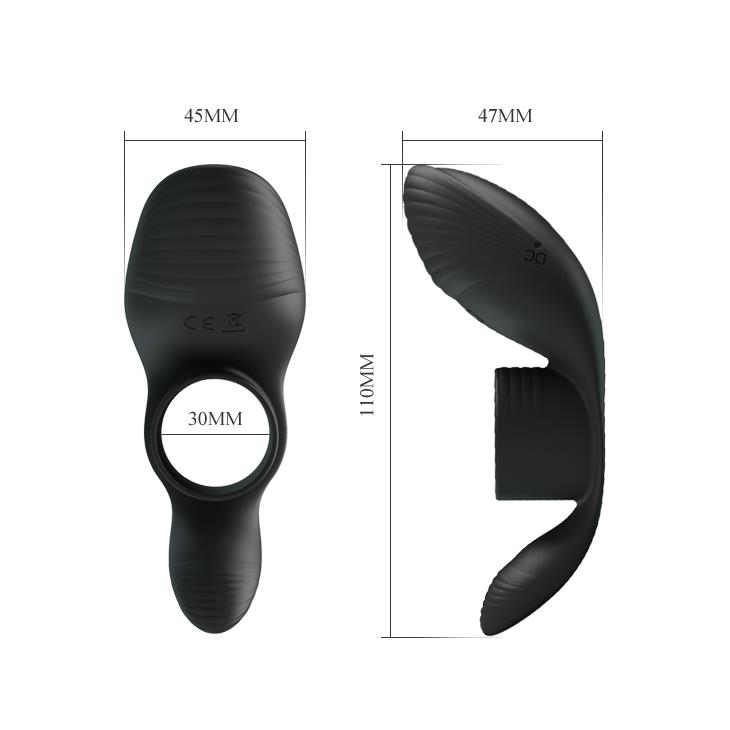 Pierścień erekcyjny wibracyjny Silicone 7-funkcji czarny — zdjęcie 8