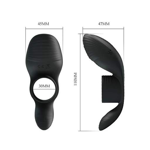 Pierścień erekcyjny wibracyjny Silicone 7-funkcji czarny — zdjęcie 8
