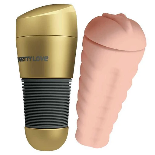 Masturbator Kitty – złota tuba, CyberSkin, 20,5 cm