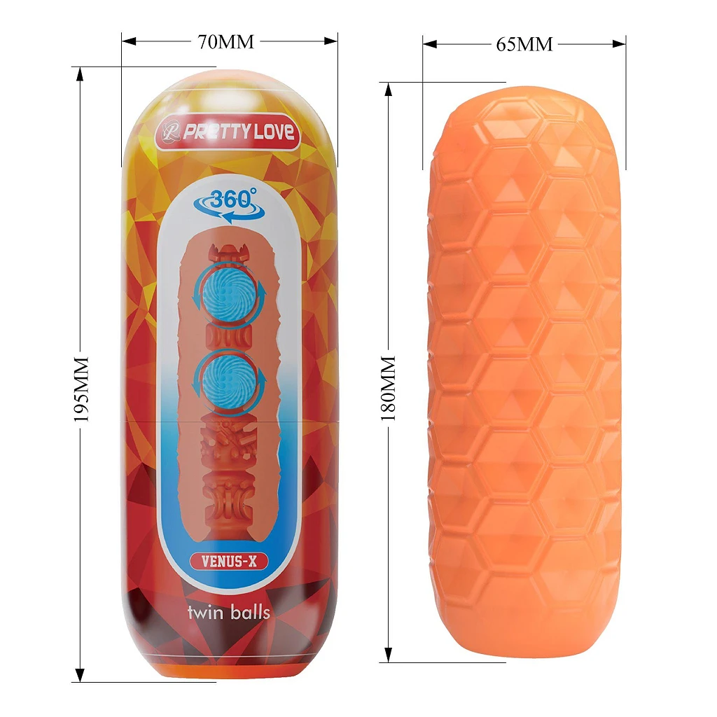 Masturbator Venus-X Twin Balls – miękki TPR, podwójne kulki — zdjęcie 6