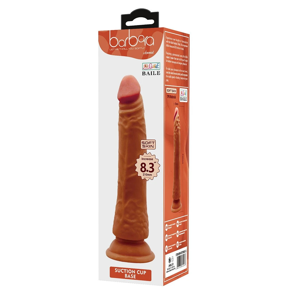 Dildo Barbara 8.3” z przyssawką – elastyczne TPR — zdjęcie 12
