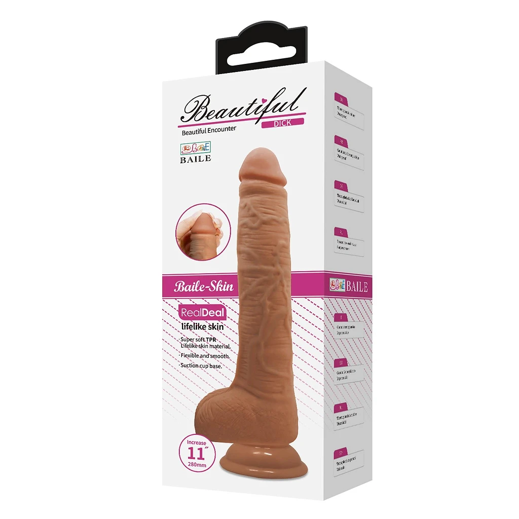 Dildo Beautiful Dick 28 cm – TPR, elastyczne z przyssawką — zdjęcie 11