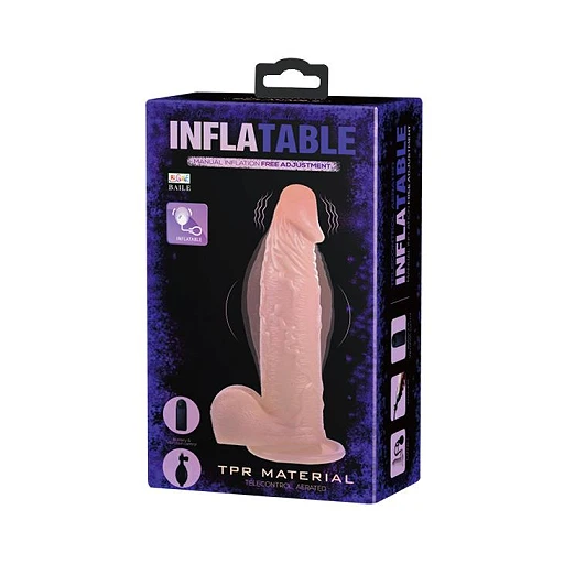 Nadmuchiwane dildo wibracyjne z przyssawką – Flesh, 19 cm — zdjęcie 8