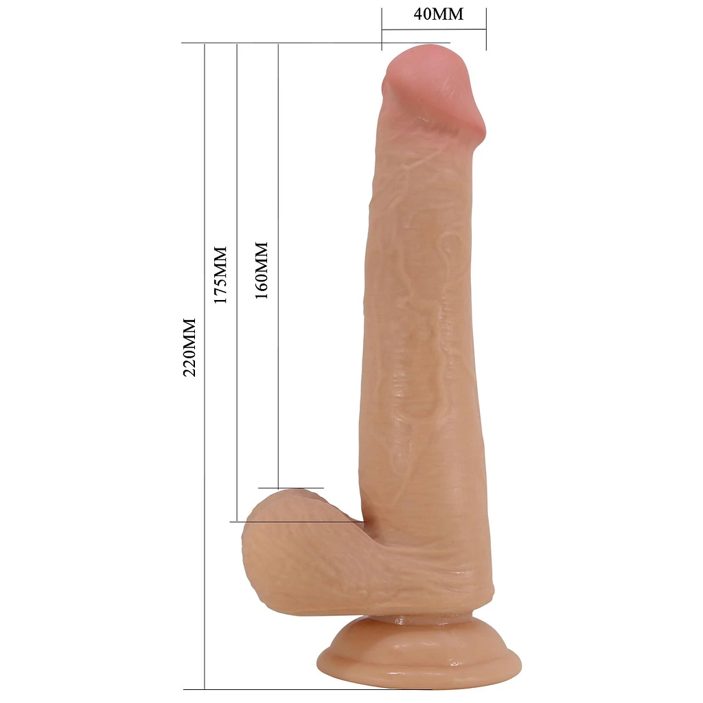 Dildo Pretty Love Tallen 8.7" – ruchoma skóra, TPR, przyssawka — zdjęcie 8