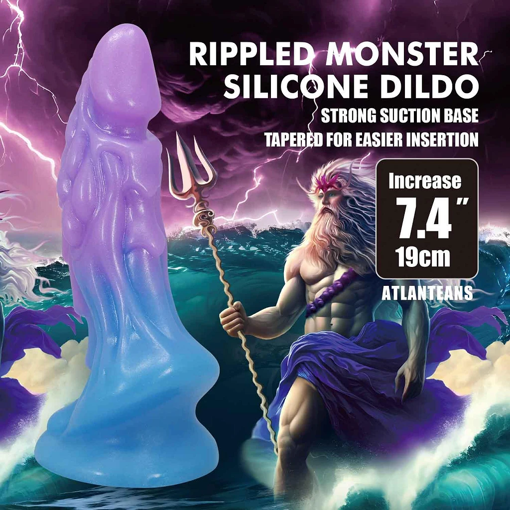 Dildo Atlanteans 19 cm – silikon, przyssawka, rzeźbione fale — zdjęcie 2
