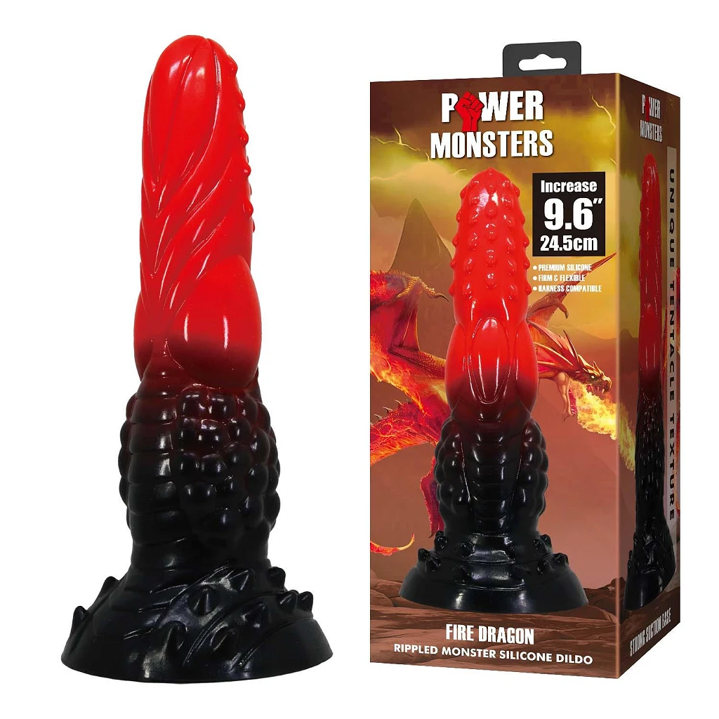 Dildo Fire Dragon – 24,5 cm, pofalowane, silikon