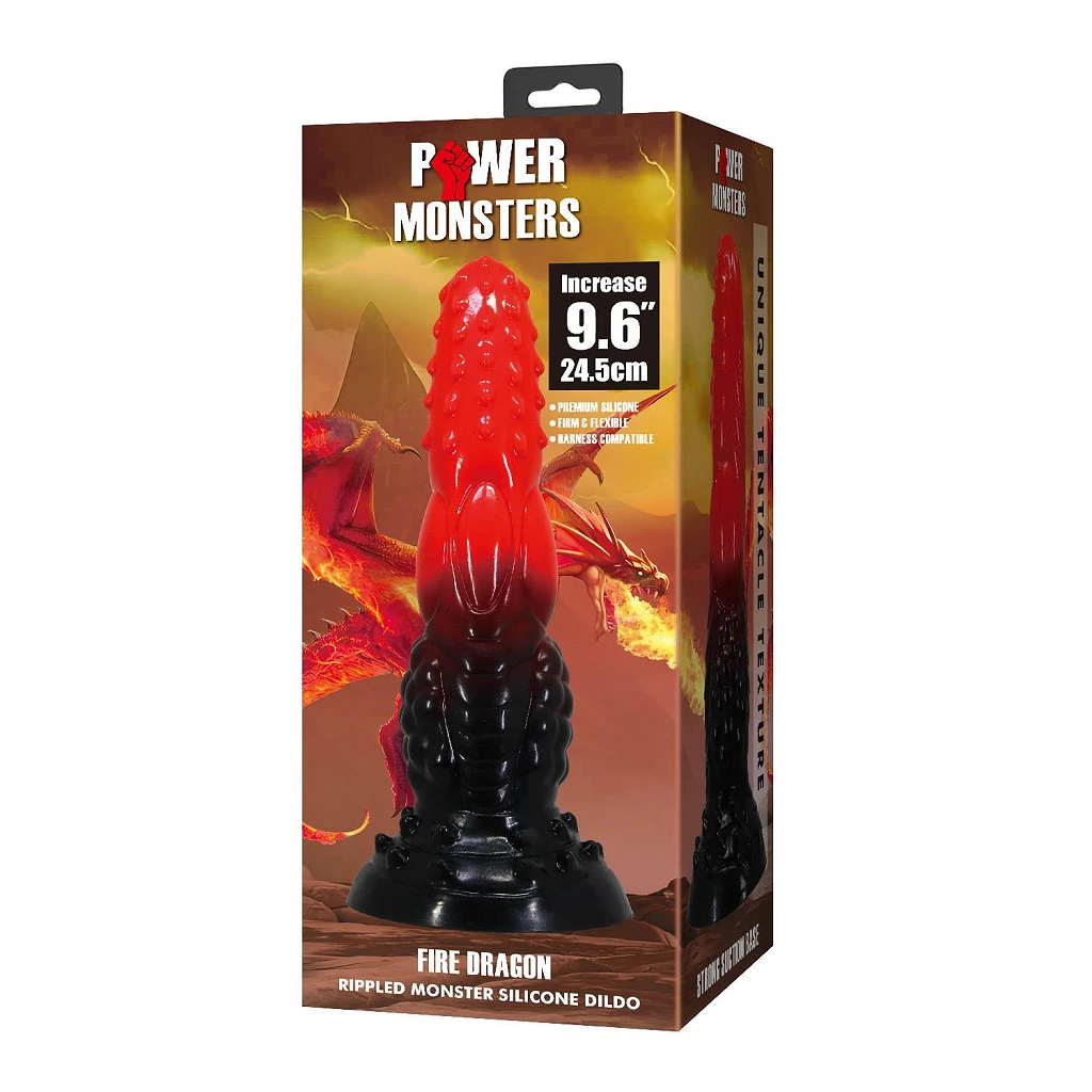 Dildo Fire Dragon – 24,5 cm, pofalowane, silikon — zdjęcie 9