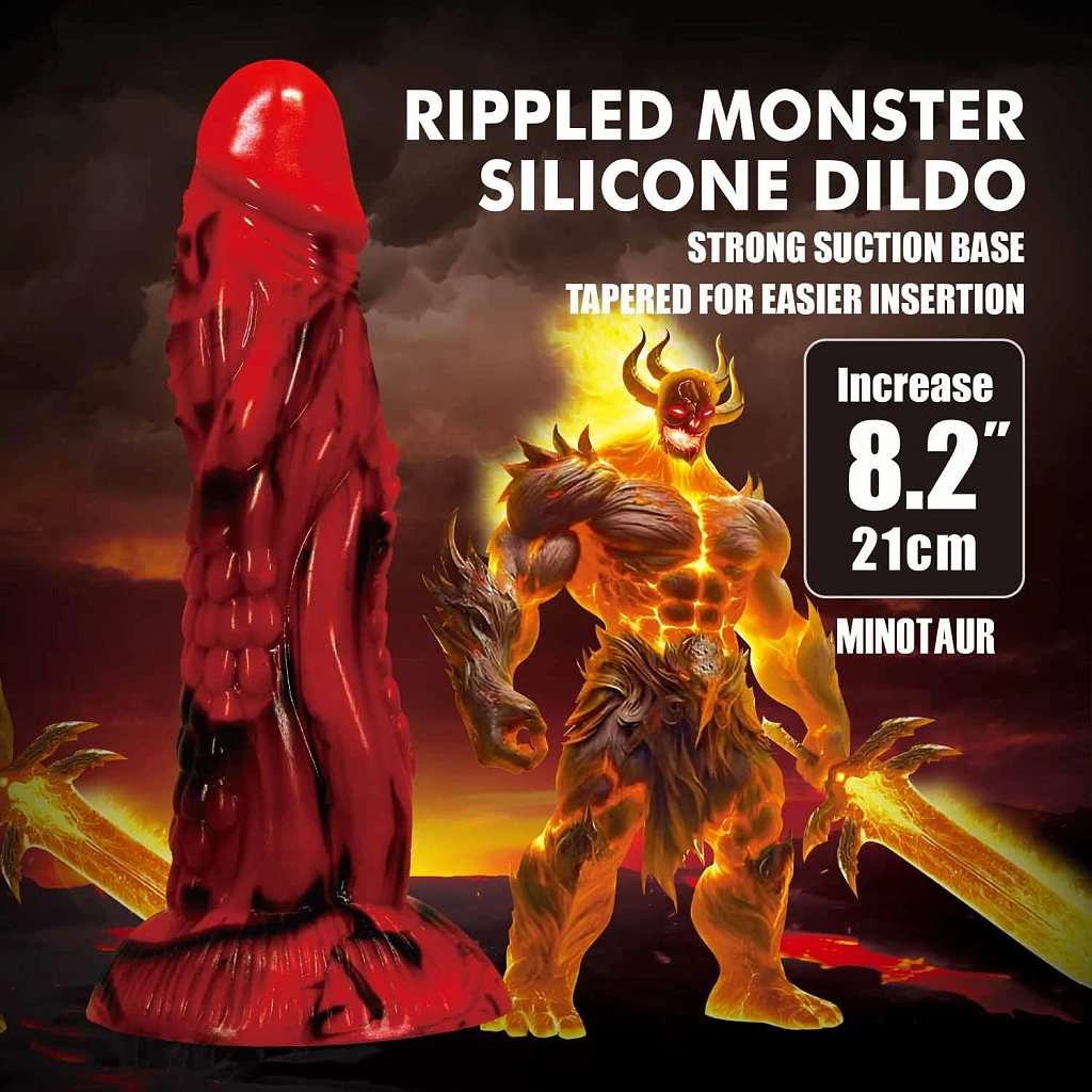 Dildo Minotaur 21 cm – silikonowe, pofalowane — zdjęcie 2