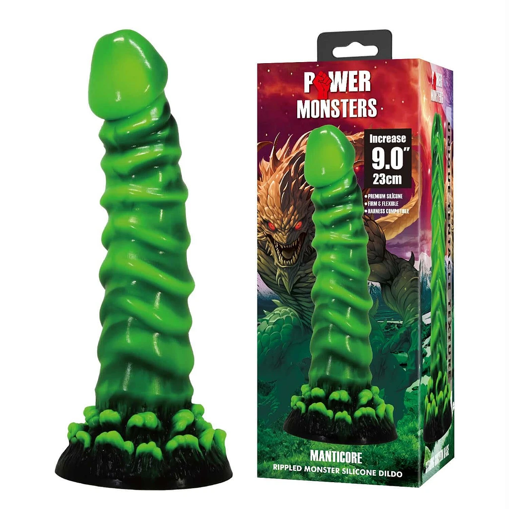 Dildo Manticore 23 cm – pofalowany silikon, z przyssawką