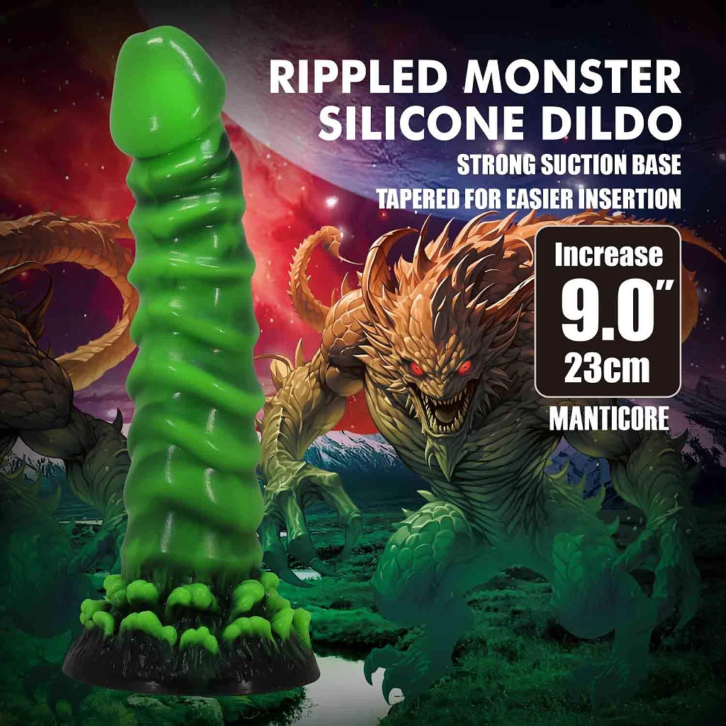 Dildo Manticore 23 cm – pofalowany silikon, z przyssawką — zdjęcie 2