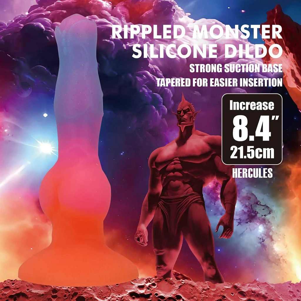 Dildo Hercules 21,5 cm – silikonowe, żłobione, z przyssawką — zdjęcie 2