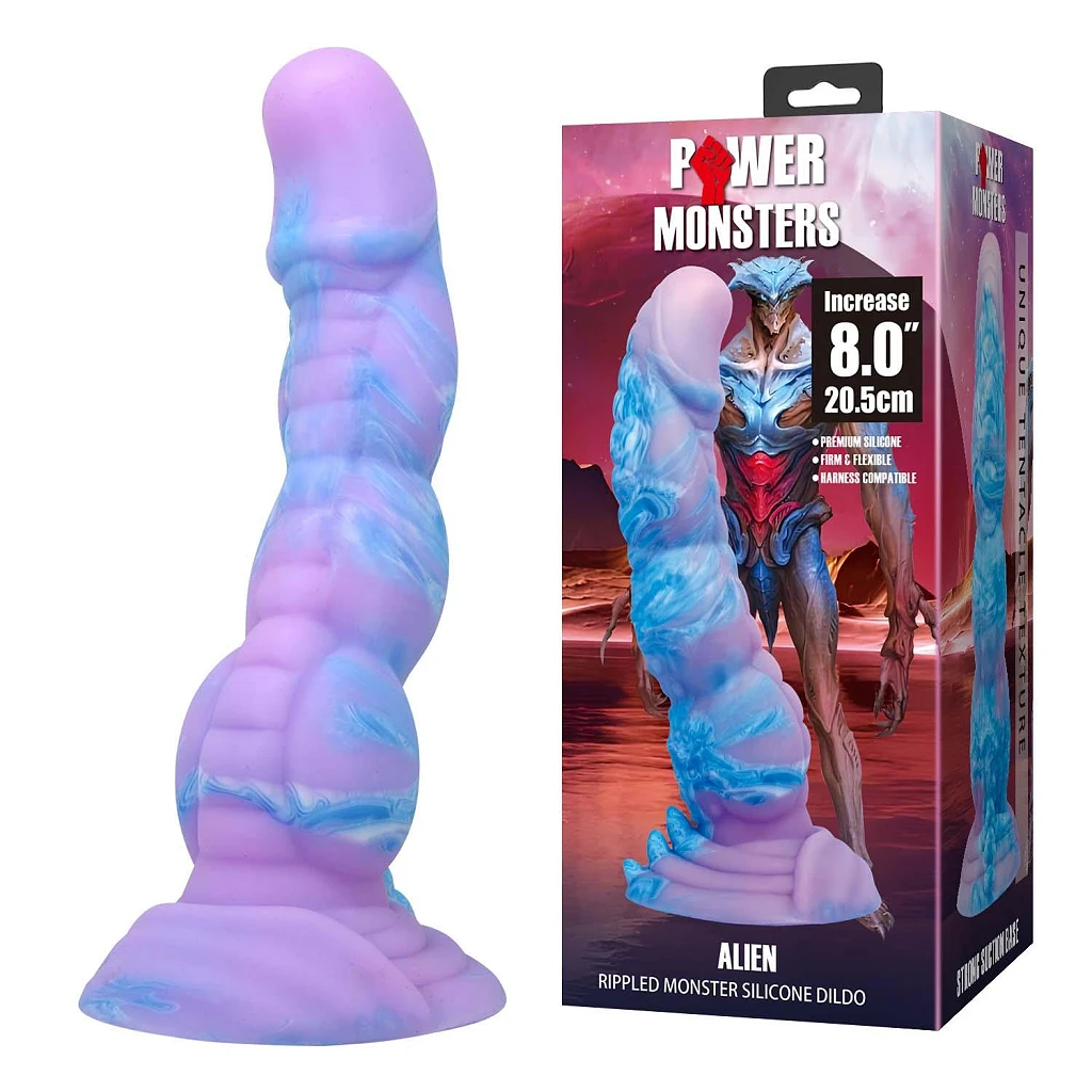 Dildo Alien 20,5 cm – silikon, pofalowana faktura