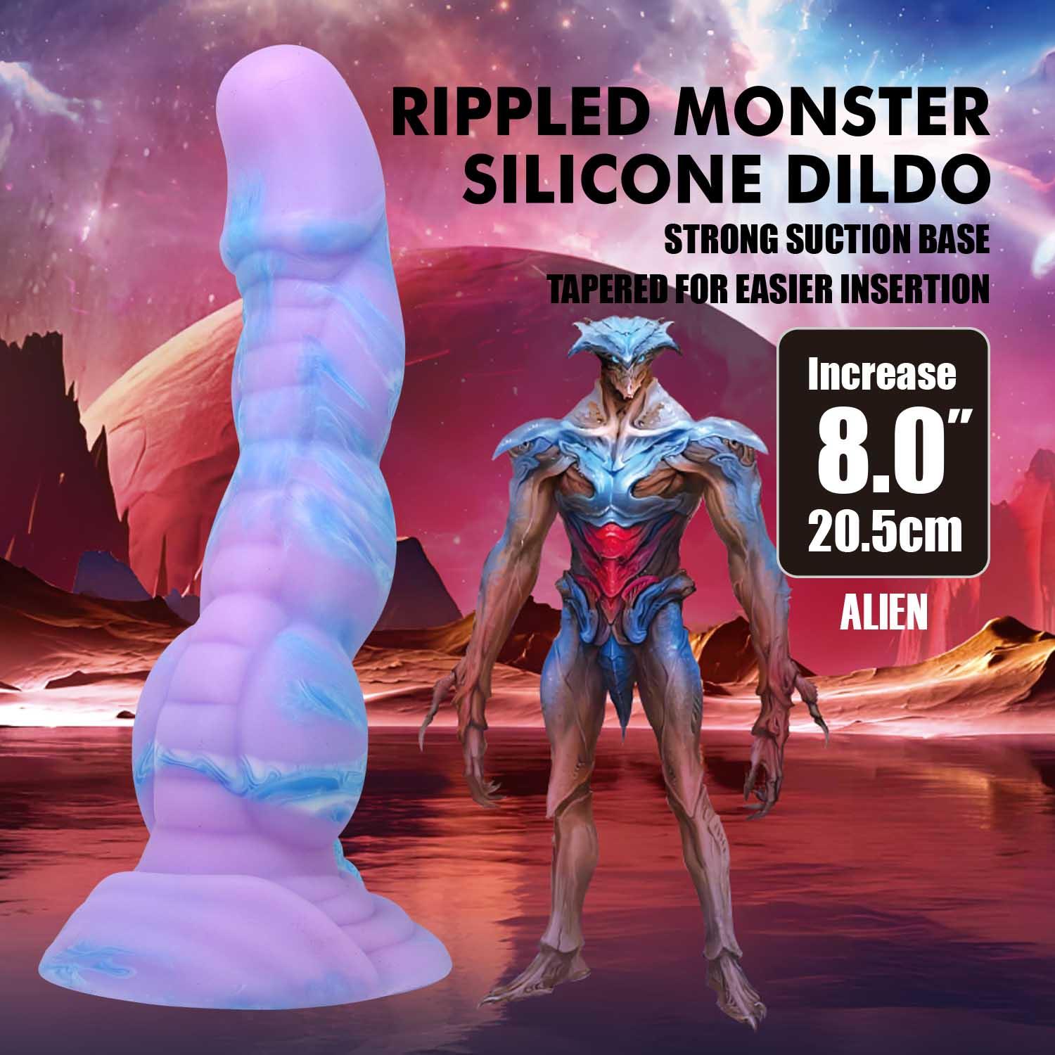 Dildo Alien 20,5 cm – silikon, pofalowana faktura — zdjęcie 2
