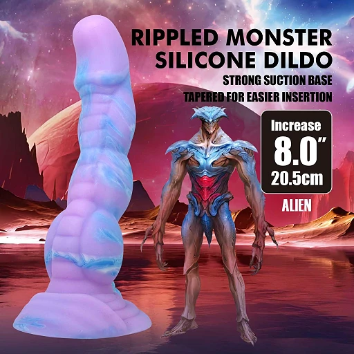 Dildo Alien 20,5 cm – silikon, pofalowana faktura — zdjęcie 2