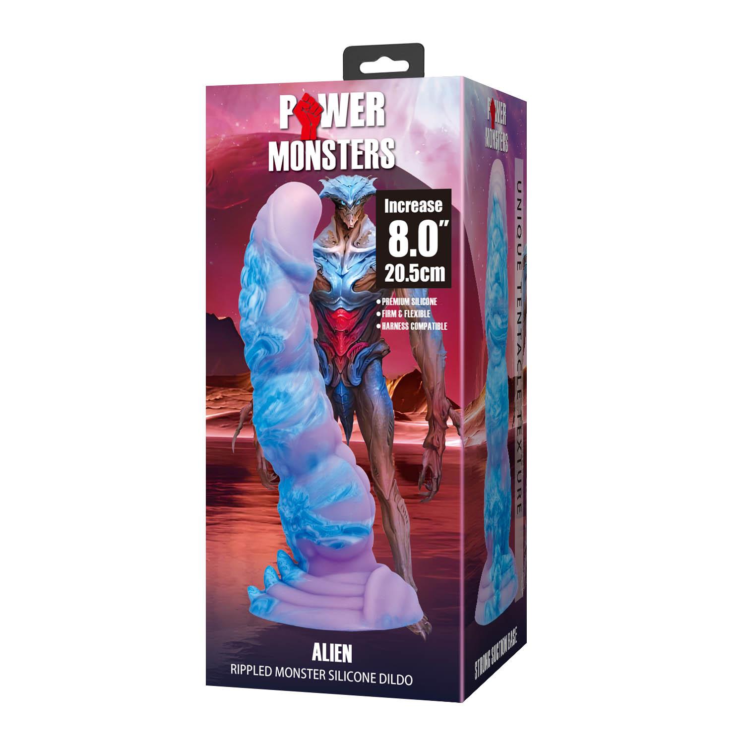 Dildo Alien 20,5 cm – silikon, pofalowana faktura — zdjęcie 9