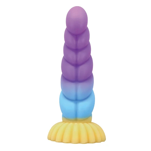 Dildo Unicorn Rippled Monster – 22 cm, silikon, przyssawka — zdjęcie 4