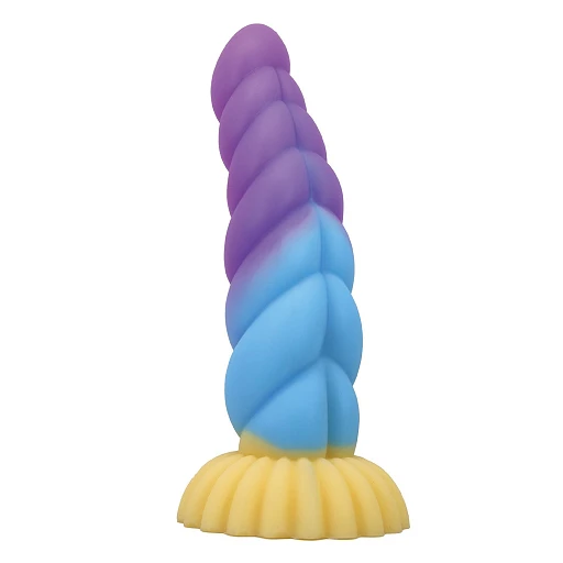 Dildo Unicorn Rippled Monster – 22 cm, silikon, przyssawka — zdjęcie 5