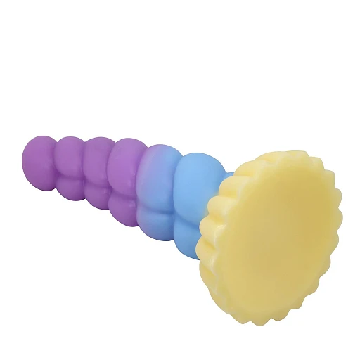 Dildo Unicorn Rippled Monster – 22 cm, silikon, przyssawka — zdjęcie 6